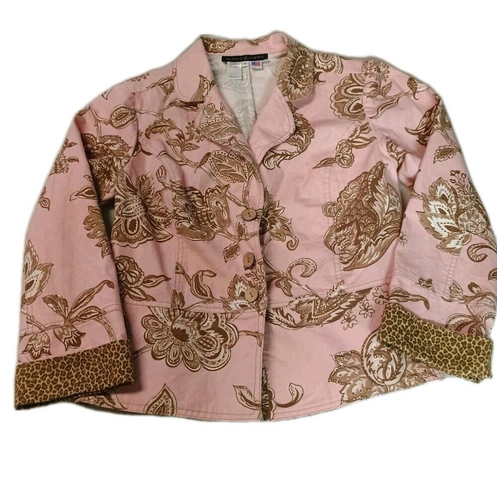 Alexis & Avery Pink Floral Paisley Blazer Jacket Small Cotton Made in USA - Picture 15 of 15